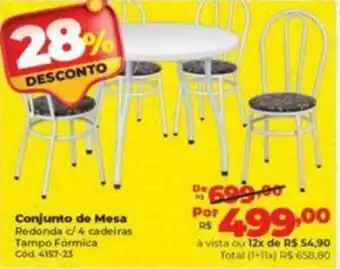 Lojas Becker Conjunto de Mesa Redonda c/ 4 cadeiras Tampo Fórmica oferta