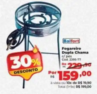 Lojas Becker Balfort Fogareiro Dupla Chama c/ pes oferta