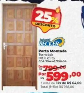 Lojas Becker BECKER Porta Montada Torneada 0.8x2.1m oferta