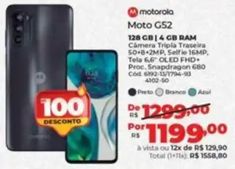 Lojas Becker Motorola Moto G52 128Gb oferta