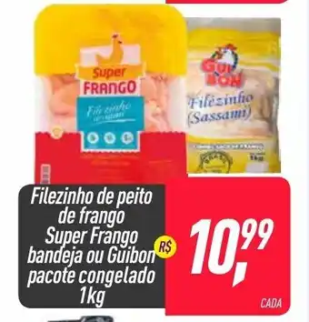 Frangolândia Filezinho de peito de Frango Super Frango bandeja ou Gibbon pacote congelado 1kg oferta