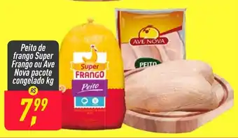 Frangolândia Filezinho de peito de Frango Super Frango ou Ave Nova pacote congelado 1kg oferta