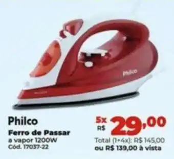 Lojas Becker Philco Ferro de Passar a vapor 1200w oferta