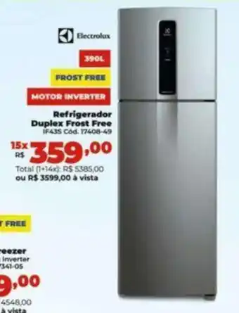 Lojas Becker Refrigerador Duplex Frost Free IF435 Cód. 17408-49 oferta