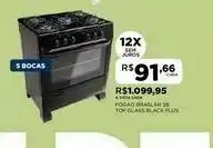 DB Supermercados Fogao braslar 5b top glass black plus oferta