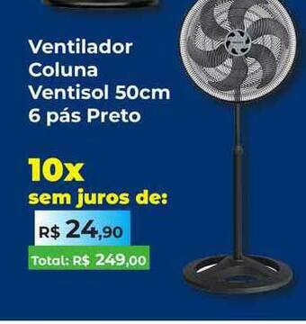 Copercana Ventilador Coluna Ventisol 50cm 6 Pás Preto oferta