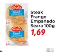 Chama Supermercados Steak Frango Empanado Seara 100g oferta