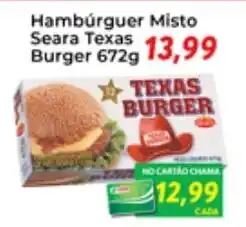 Chama Supermercados Hamburguer Misto Seara Texas Burger 672g oferta