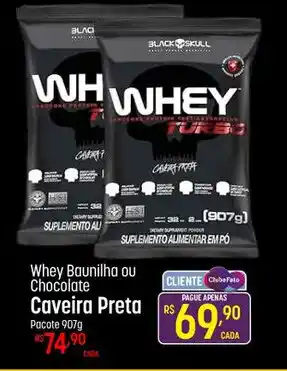 Muffato Whey Baunilha ou Chocolate Caveira Preta Pacote 907g oferta