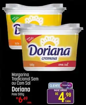 Muffato Margarina Tradicional Sem ou Com Sal Doriana Pote 500g oferta