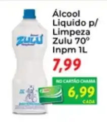 Chama Supermercados Alcool Liquido p/ Limpeza Zulu 70 Inpm 1L oferta