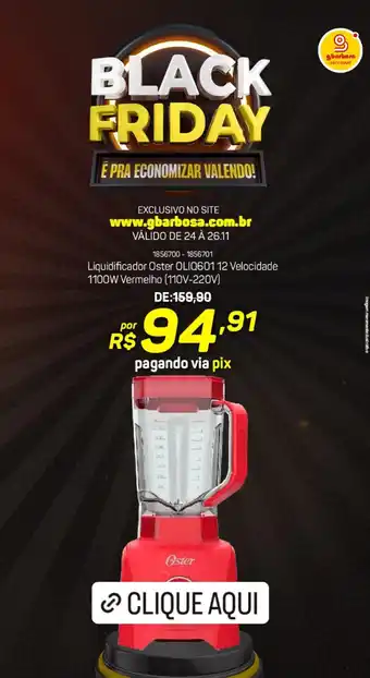 GBarbosa Liquidificador Oster OLIQ601 12 Velocidade 1100W Vermelho oferta