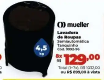 Lojas Becker Muelller Lavadora de Roupas Semiautomática Tanquinho oferta