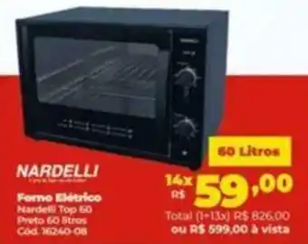 NARDELLI Forno Elétrico Nardelli Top 60 Preto 60 litros Cod. 16240-08