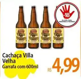 Cachaça Villa Velha Garrafa com 600ml