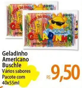 Atacadão Geladinho Americano Buschle Vários sabores Pacote com 40x55ml oferta