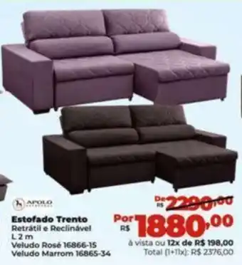 Lojas Becker APOLO Estofado Trento Retrátil e Reclinável L2m oferta
