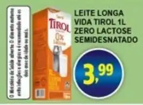 Federzoni Supermercados leite Longa Vida Tirol 1L Zero Lactose Semidesnatado oferta