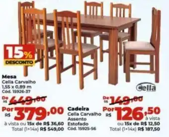 Lojas Becker Mesa Cella Carvalho 1,55 x 0,89 m oferta