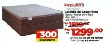 Lojas Becker kappesberg Colchão de Casal Flora Molas Pocket com Box 1,38 x 1,88 m oferta