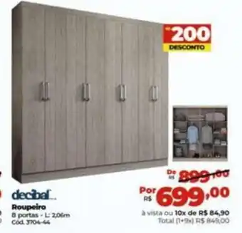 Lojas Becker Decibal Roupeiro oferta