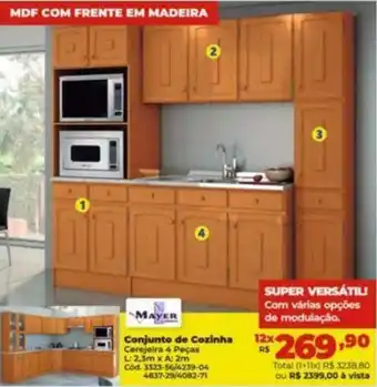 Lojas Becker MAYER Conjunto de Cozinha Cerejeira 4 Peças L: 2,3m x A: 2m oferta