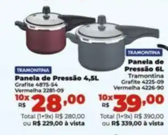 Lojas Becker TRAMONTINA Panela de Pressão 4,5L oferta