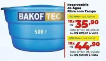 Lojas Becker Reservatório de Água Fibra com Tampa 310 litros-Cod 1096-79 oferta
