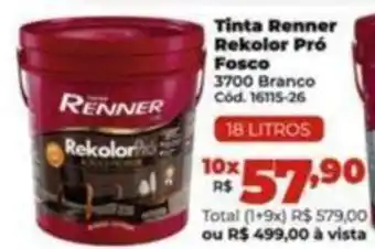 Lojas Becker Tinta Renner Rekolor Pró Fosco 18L oferta