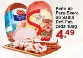 Rossi Supermercado Peito de Peru Seara ou Sadia Def. Fat. cada 100g oferta