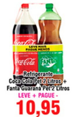 Shibata Supermercados Refrigerante Coca Cola Pet 2L + Fanta Guarana pet 2L oferta