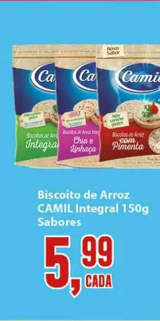 Rede Economia Biscoito De Arroz Camil Integral 150g oferta