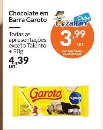 Zaffari Chocolate Em Barra Garoto 90g oferta