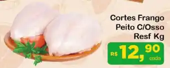 Chama Supermercados Cortes Frango Peito C/Osso Resf Kg oferta