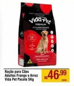 Max Atacadista Ração para Cães Adultos Frango e Arroz Vida Pet Pacote 5Kg oferta