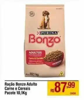 Max Atacadista Ração Bonzo Adulto Carne e Cereais Pacote 10,1Kg oferta