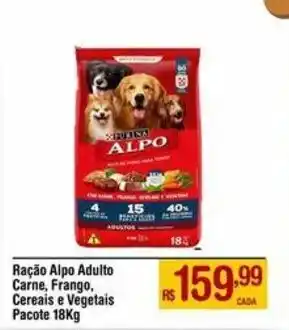 Max Atacadista Ração Alpo Adulto Carne, Frango, Cereais e Vegetais Pacote 18Kg oferta