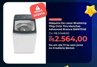 Máquina De Lavar Brastemp 17kg Ciclo Tira Manchas Advanced Branca BWK17AB