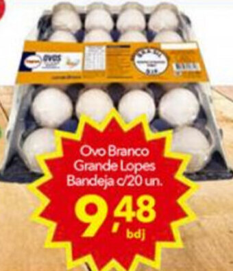Lopes Supermercados Ovo Branco Grande Lopes Bandeja c/20 un. oferta