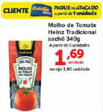 Roldão Molho de Tomate Heinz Tradicional sache 340g oferta