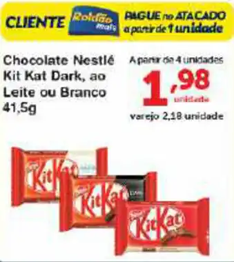 Roldão Chocolate Nestle Kit Kat Dark, ao Leite ou Branco 41.5g oferta