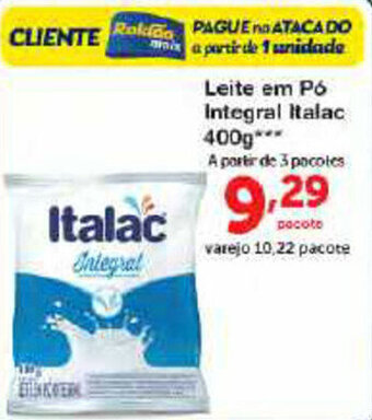 Roldão Leite em po Integral Italac 400g oferta