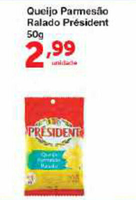 Roldão Queijo parmesao ralado President 50g oferta