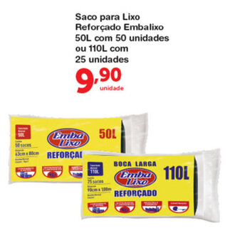 Roldão Saco para lixo Reforcado Embalixo 50L com 50 unidades ou 110L com 25 undiades oferta