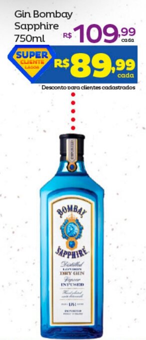 Super Lagoa Gin Bombay Sapphire 750ml oferta