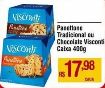 Max Atacadista Panettone Tradicional ou Chocolate Visconti Caixa 400g oferta