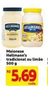 Extra Supermercado Maionese Hellmann's tradicional ou limao 500g oferta