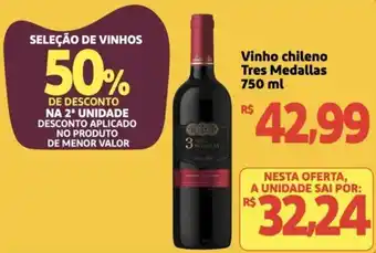 Extra Supermercado Vinho chileno Tres Medallas 750 ml oferta