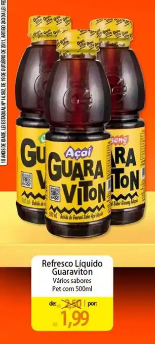 Atacadão Refresco Líquido Guaraviton Vários sabores Pet com 500ml oferta