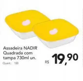 Assadeira Nadir Quadrada Com Tampa 730ml un.